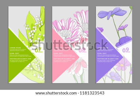 Beautiful bright floral banners with place for your text