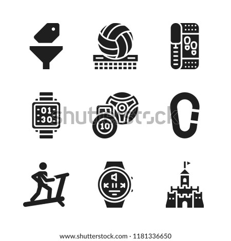 activity icon. 9 activity vector icons set. volleyball, sand castle and running icons for web and design about activity theme