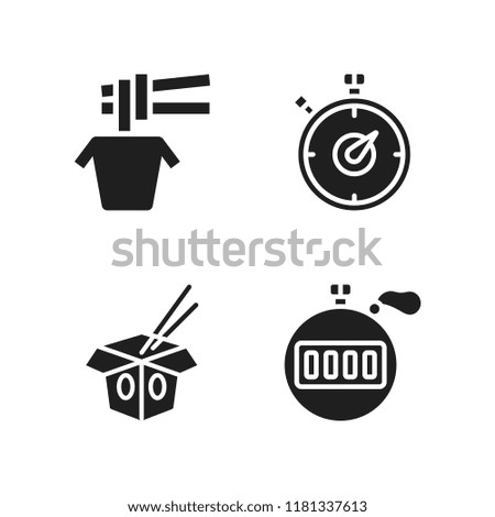 quick icon. 4 quick vector icons set. stopwatch, noodle and noodles icons for web and design about quick theme