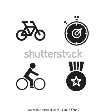 race icon. 4 race vector icons set. medal, bike and stopwatch icons for web and design about race theme