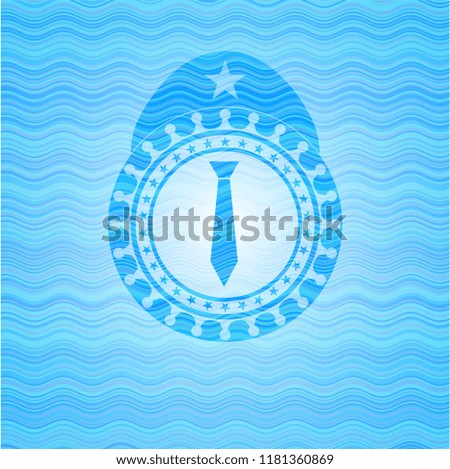 necktie icon inside water style badge.