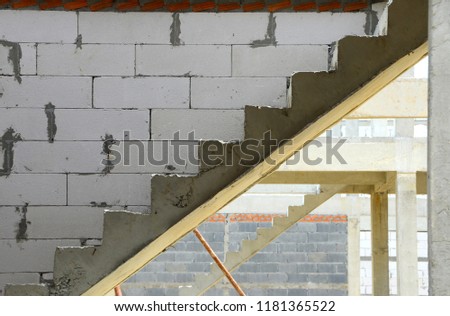 Construction works for concrete walls and stairs for up and down the building.