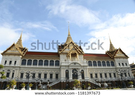 The Main Grand Palace of Royal family in an old day at Grand Palace, Bangkok, Thailand.