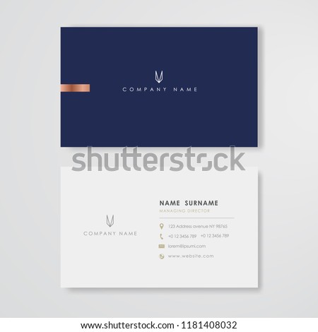 Blue business card flat design template vector Royalty-Free Stock Photo #1181408032
