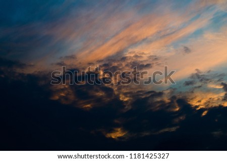 Autumn sunset sky. Nature picture for background.