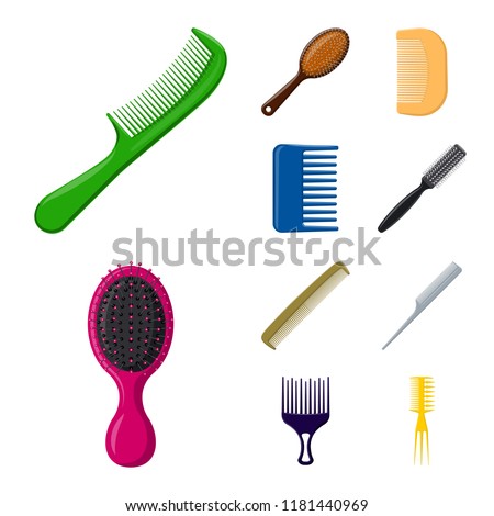 Vector design of brush and hair icon. Collection of brush and hairbrush stock vector illustration. Royalty-Free Stock Photo #1181440969
