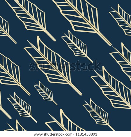 Vintage hand drawn of feather pattern. Vector illustration popular women fashion textile print and wrapping.