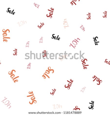 Light Red, Yellow vector seamless texture with selling prices 40 %. Colorful set of  percentage signs in simple style. Template for season sales, shopping ads.