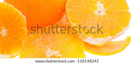 Close up of fresh orange on white background.