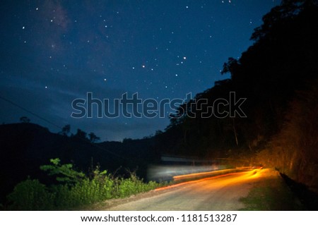 Night road on mountain