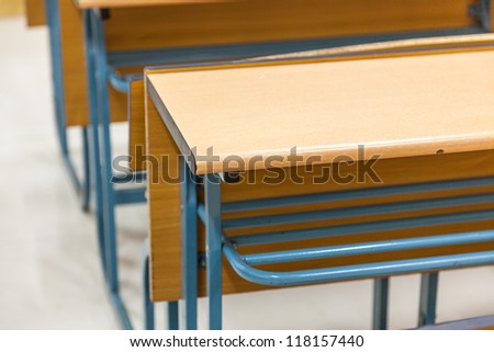 tables and chairs in the classroom