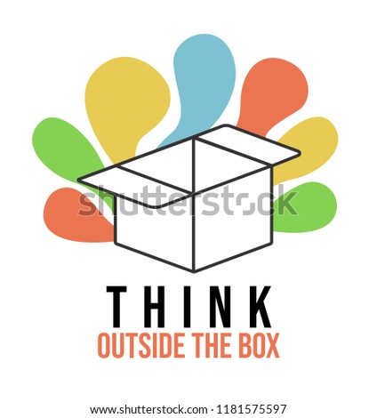 Logo Think Outside the Box, Creative Unique Innovative Motivational and Modern for Business Company and Start Ups