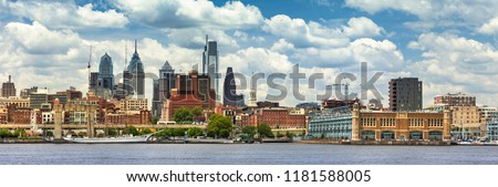 Philadelphia panorama cityscape over the Delaware River in Pennsylvania USA