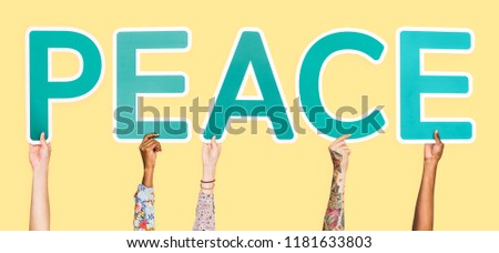 Blue letters forming the word peace
