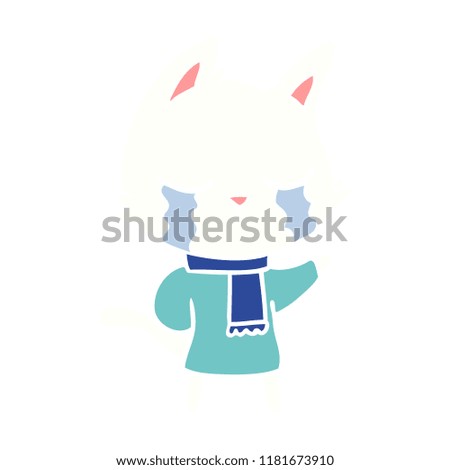 crying flat color style cartoon cat wearing winter clothes