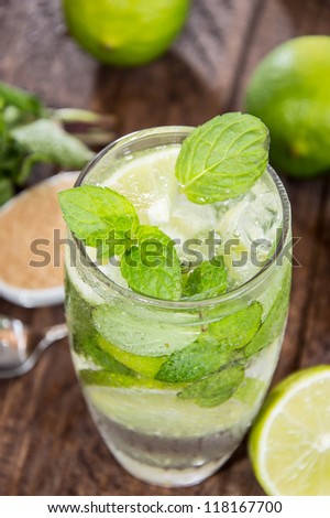 Mojito Cocktail on wooden background