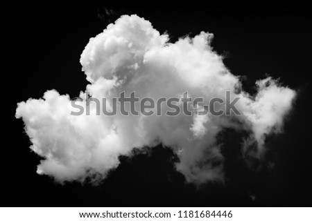 Single white cloud isolated on black background and texture. Brush cloud black background. Royalty-Free Stock Photo #1181684446