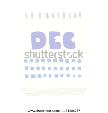 flat color illustration of calendar showing month of december