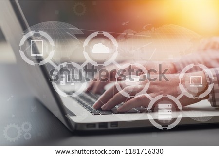 Businessman hand working with laptop