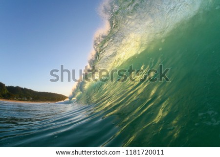 big wave, close up emerald green
