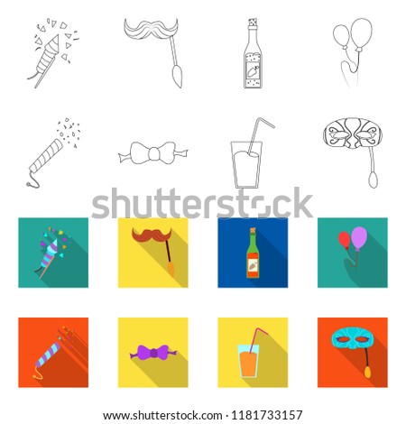 Vector design of party and birthday icon. Collection of party and celebration stock vector illustration.