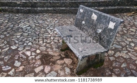 One the old bench in the park. 