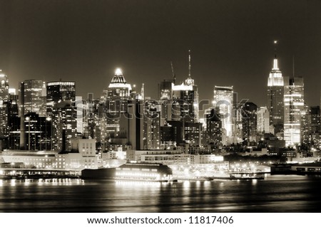 View of Manhattan West side from New Jersey side of Hudson Royalty-Free Stock Photo #11817406