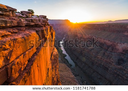 scenic view of Toroweap overlook at sunrise  in north rim, grand canyon national park,Arizona,usa. Royalty-Free Stock Photo #1181741788