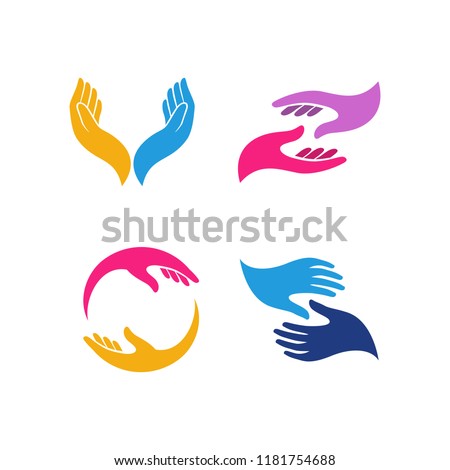 hand care logo design template. hand care vector icon illustration Royalty-Free Stock Photo #1181754688