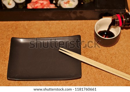 sushi set on the board