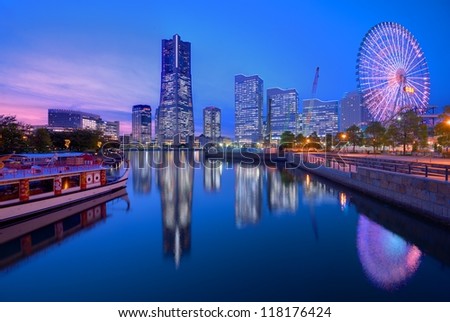 Skyline of Yokohama, Japan at Minato-mirai bay.