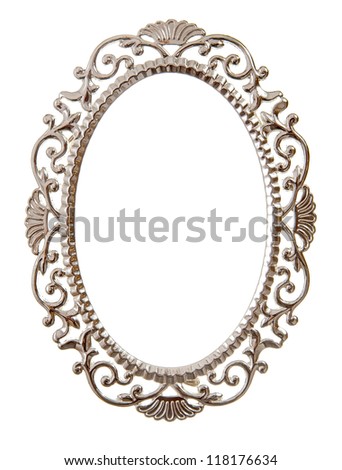 Oval ornate frame isolated on white