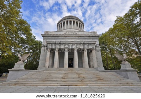Grant's Tomb honors America's 18th president, Ulyssess S. Grant in Upper Manhattan, New York City, USA. Royalty-Free Stock Photo #1181825620
