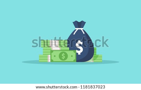 Money. Dollars banknotes. Cash money. Flat style Vector illustration Royalty-Free Stock Photo #1181837023