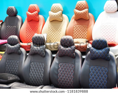 Covers for car seats in stores Royalty-Free Stock Photo #1181839888