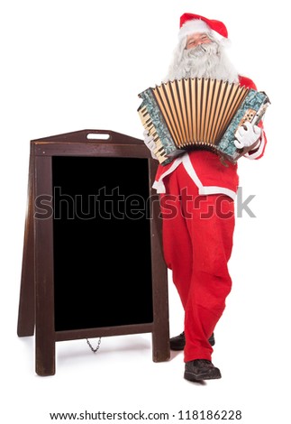 Satna Claus plays the accordion