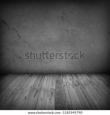Wooden floor and grey wall. Advertising copy space