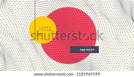 Trendy abstract background. Array with dynamic particles. Modern science or technology element. Cyberspace grid illustration. Vector composition. Royalty-Free Stock Photo #1181969599