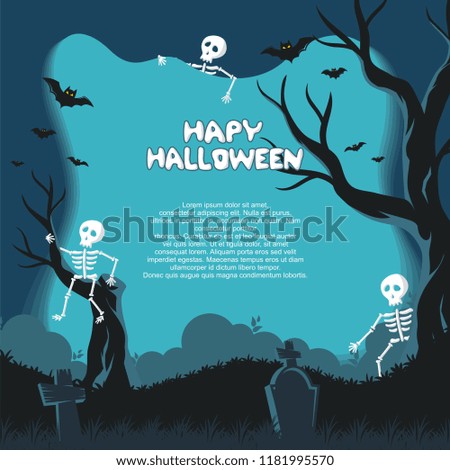 Halloween background with stylish cartoon style, creepy but funny design
