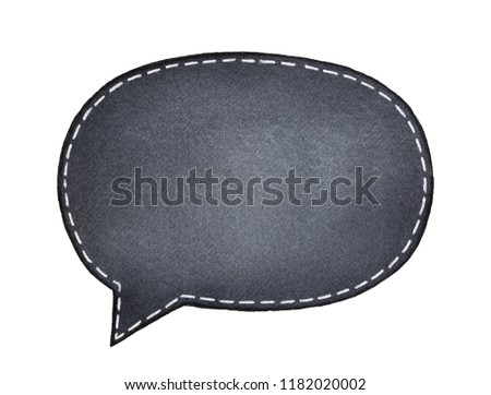 Cute decorative blackboard speech bubble, decorated with white stitching line. Hand drawn watercolour. Cutout clip art element for design, decor, lettering, quirky short messages, creative backdrops.