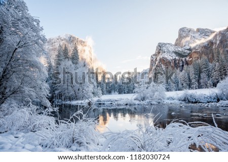 Yosemite National Park in Winter, California-USA Royalty-Free Stock Photo #1182030724