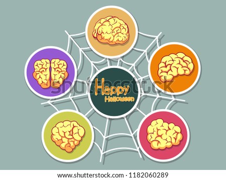 Set icon halloween on color background. Happy Halloween. Gift and decorative element on holiday. Vector cartoon Illustration.