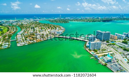 Aerial view of Miami Beach, South Beach, Normandy isles. Florida, USA. 