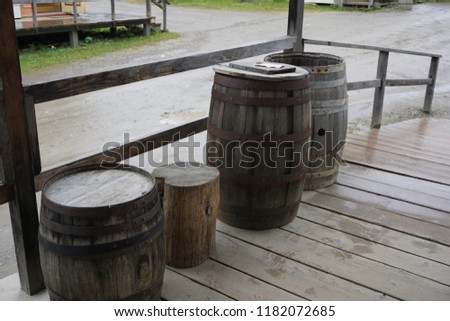Old Wooden Barrels on Barkerville Street