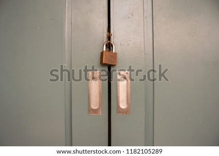 Locked wooden door with lock