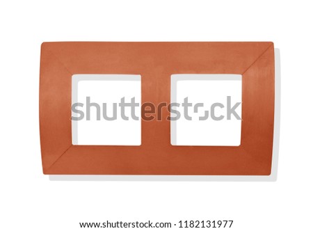 Wood  frame for two picture isolated on white background