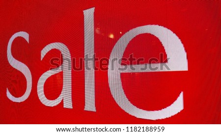 Sale advertisement sign on a giant LED monitor screen 