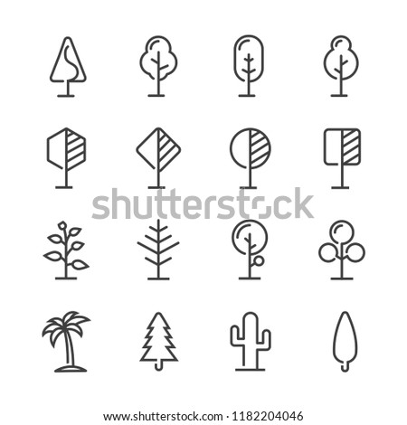 Simple set Trees line icon modern style Royalty-Free Stock Photo #1182204046