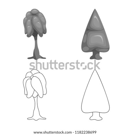 Vector illustration of tree and nature symbol. Set of tree and crown stock vector illustration.