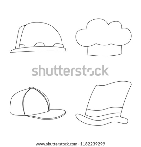 Isolated object of headgear and cap logo. Set of headgear and accessory stock vector illustration.